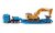 SIKU 1847 Schwertransport mit Tiefbettauflieger und Hydraulikbagger - blau/gelb