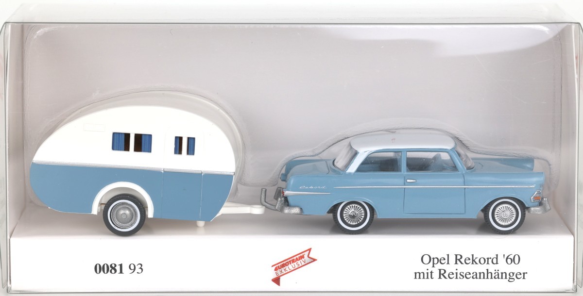 WIKING 0081 93  Opel Rekord '60 mit Reiseanhänger